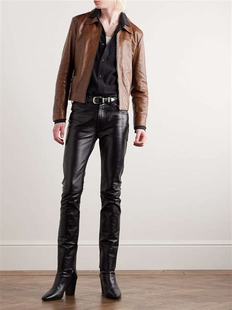 celine homme leather jacket|celine brown leather jacket.